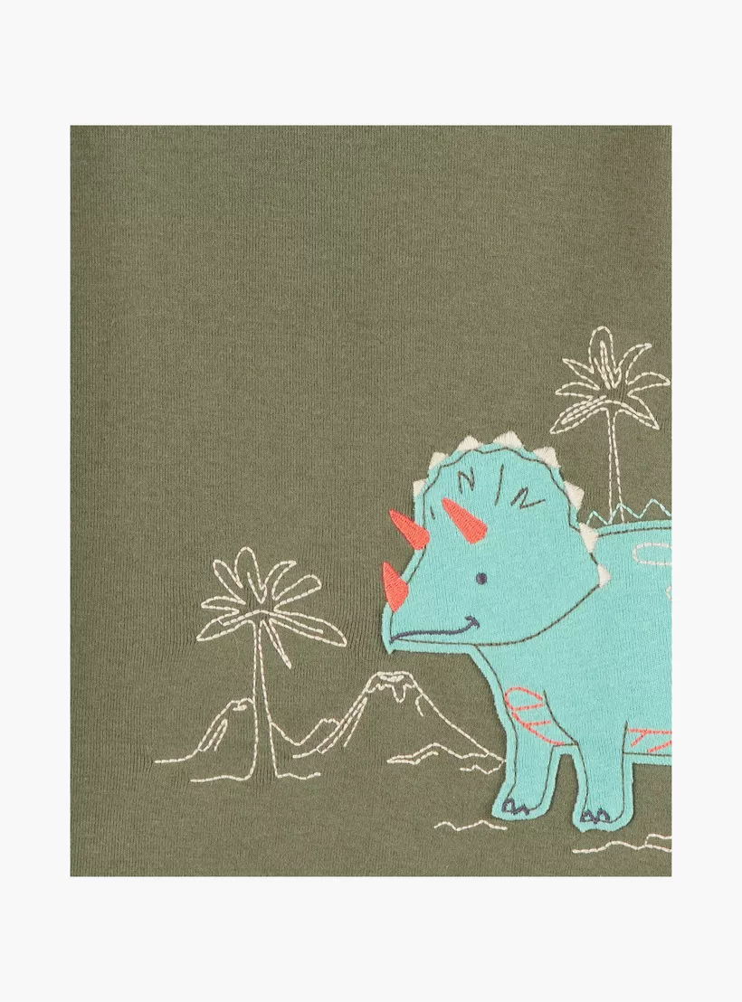 Carter's 2-Piece Dino Printed Short Sleeves T-Shirts with 2-Piece Joggers-2