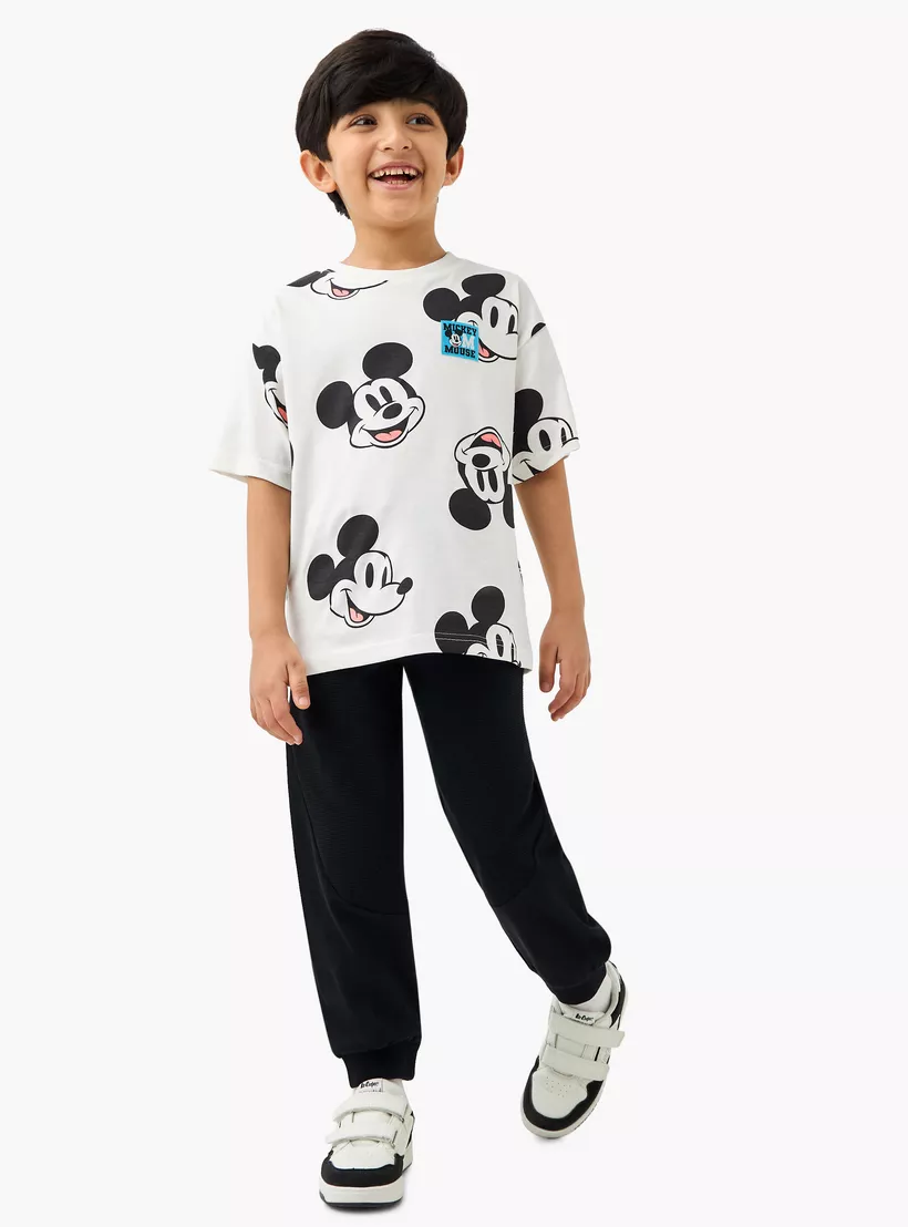Disney All-Over Mickey Mouse Print T-shirt with Short Sleeves-2