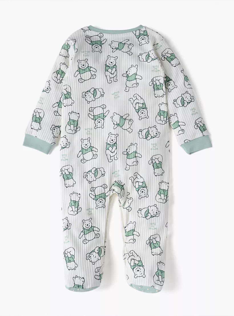 Disney All-Over Winnie The Pooh Print Closed Feet Sleepsuit with Long Sleeves-2