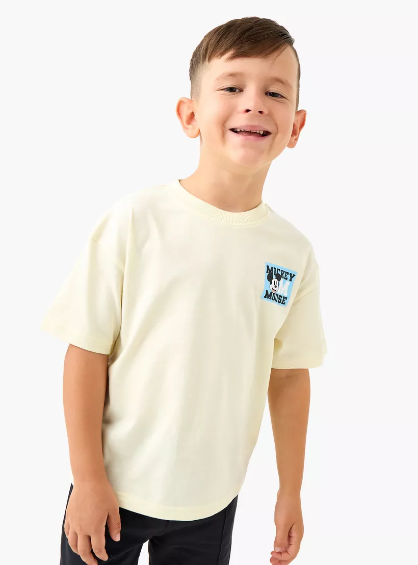 Disney Mickey Mouse Graphic Print T-shirt with Short Sleeves-3