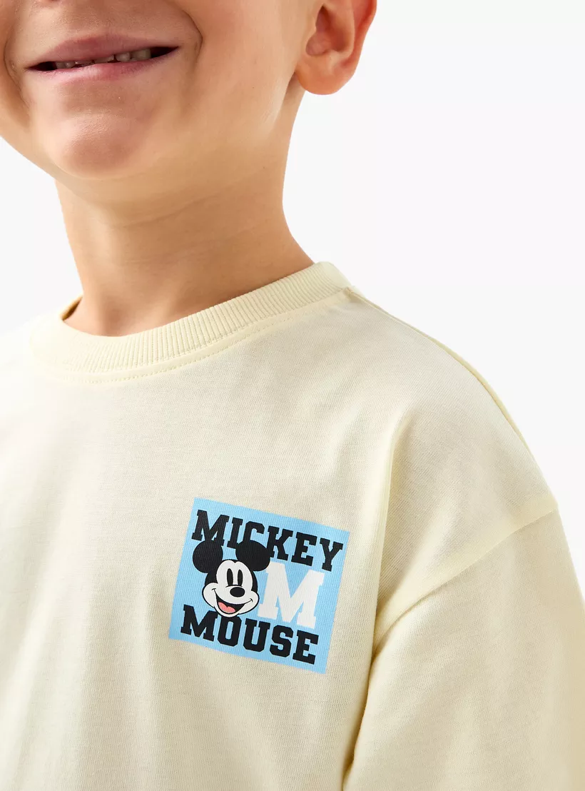 Disney Mickey Mouse Graphic Print T-shirt with Short Sleeves-4