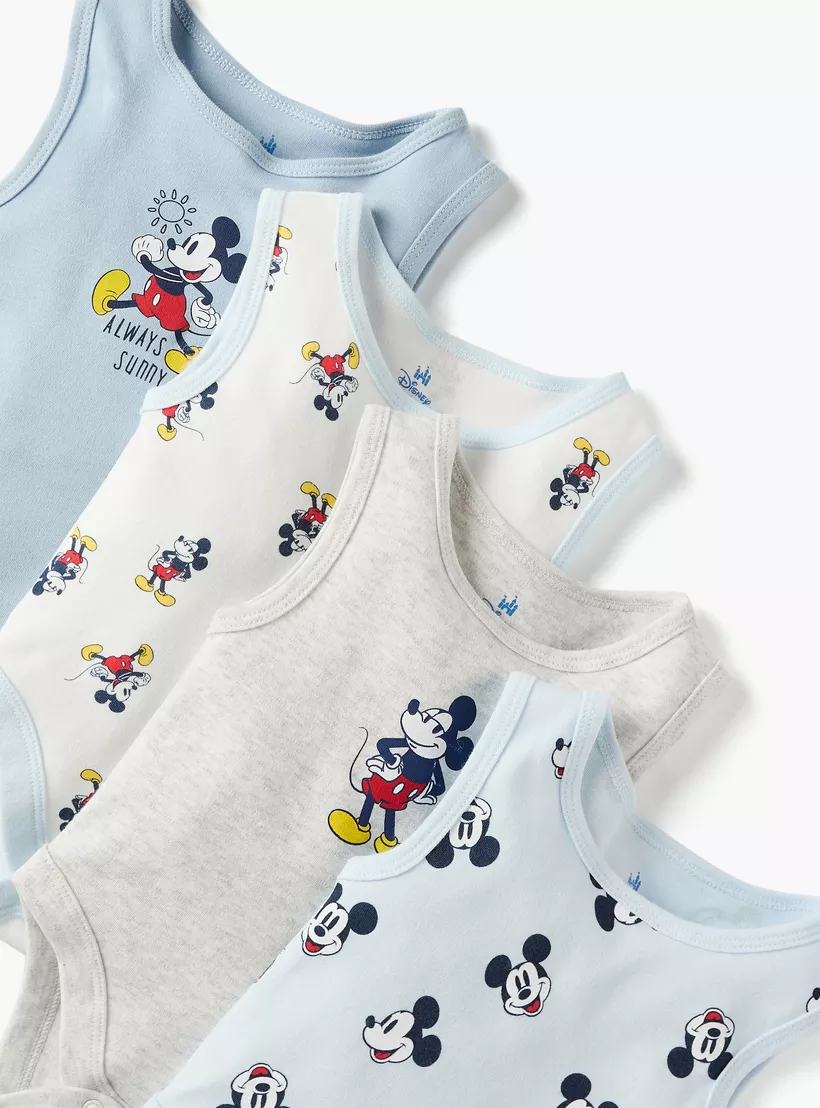 Disney Mickey Mouse Print Sleeveless Bodysuit - Set of 4-3