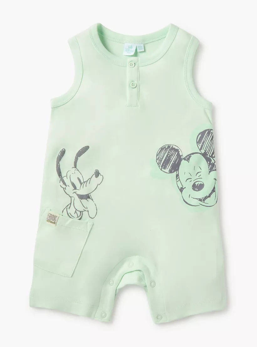 Disney Mickey Mouse Print Sleeveless Romper with Snap Button Closure - Set of 2-2