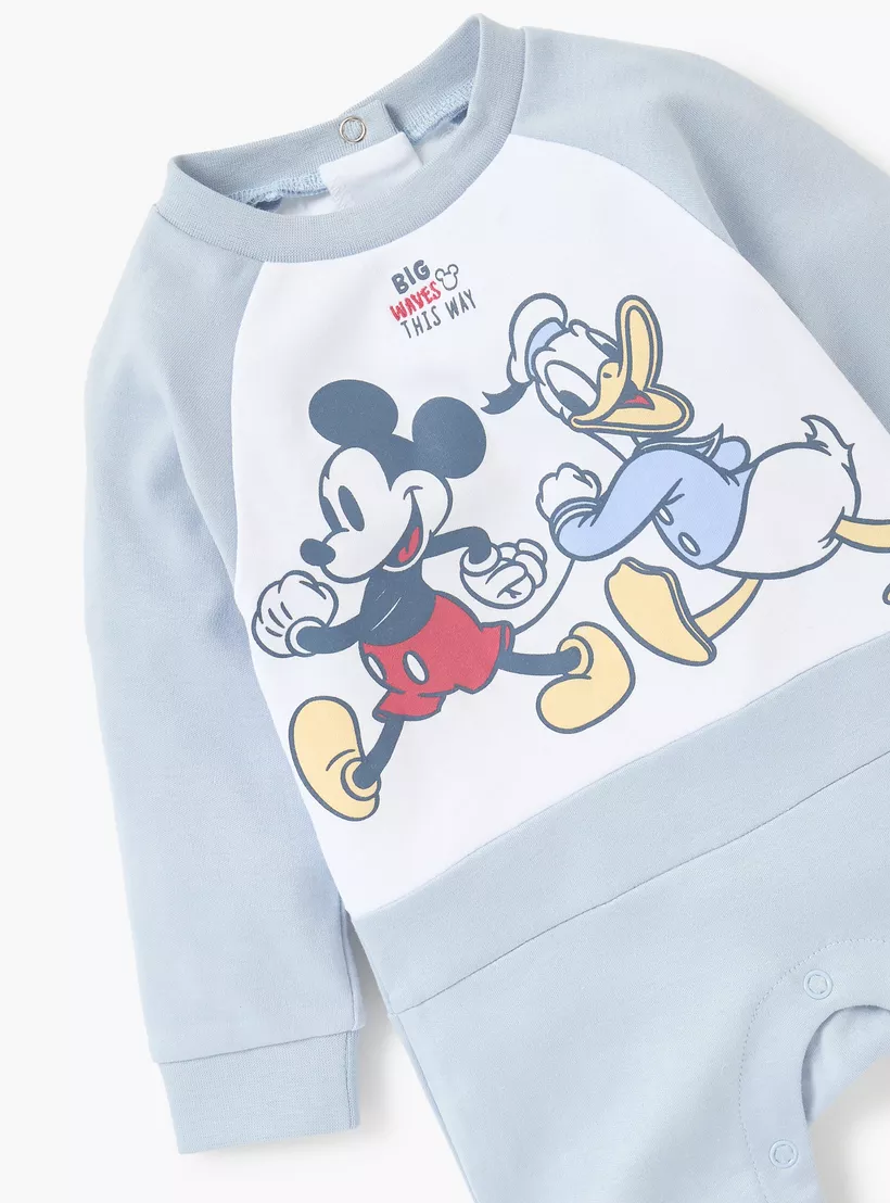 Disney Mickey Mouse and Donald Duck Print Sleepsuit with Long Sleeves-2