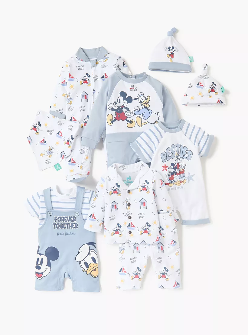 Disney Mickey Mouse and Donald Duck Print Sleepsuit with Long Sleeves-4
