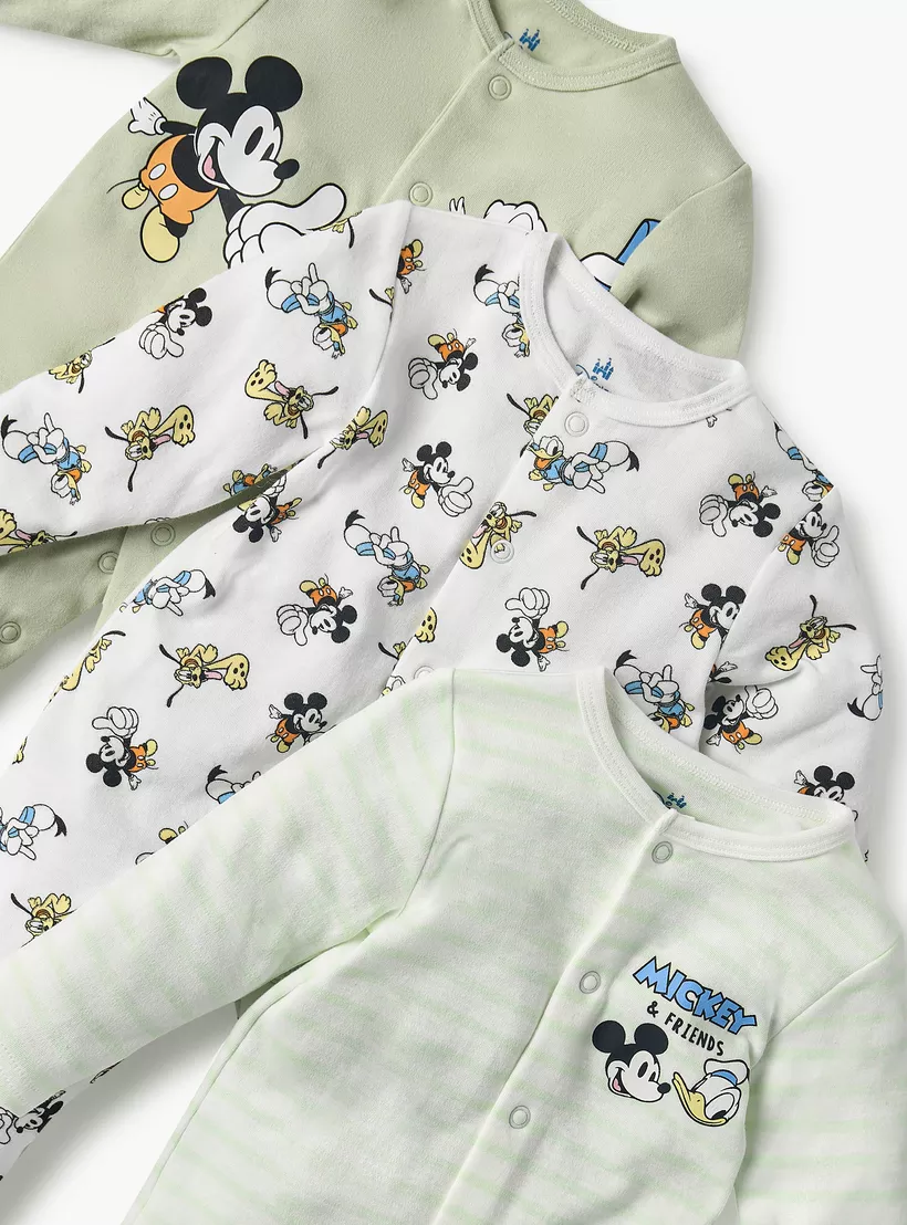 Disney Mickey and Friends Print Sleepsuit with Long Sleeves - Set of 3-2