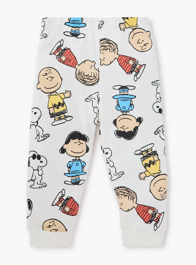 Disney Peanuts Print T-shirt and Pyjama Set-3