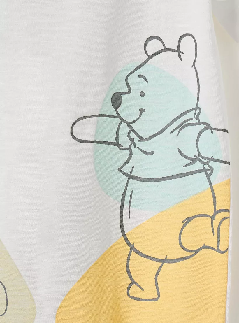 Disney Winnie the Pooh Print Romper with Snap Button Closure - Set of 2-4