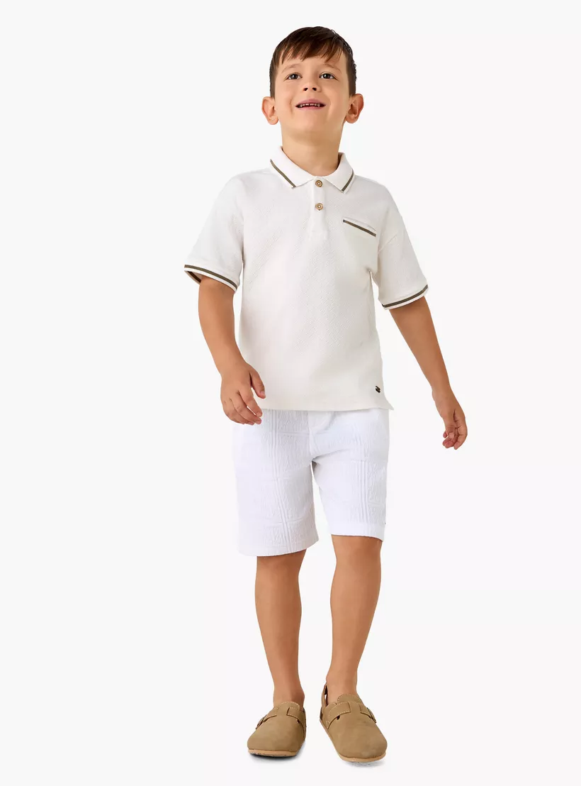 Eligo Textured Polo T-shirt with Short Sleeves-2