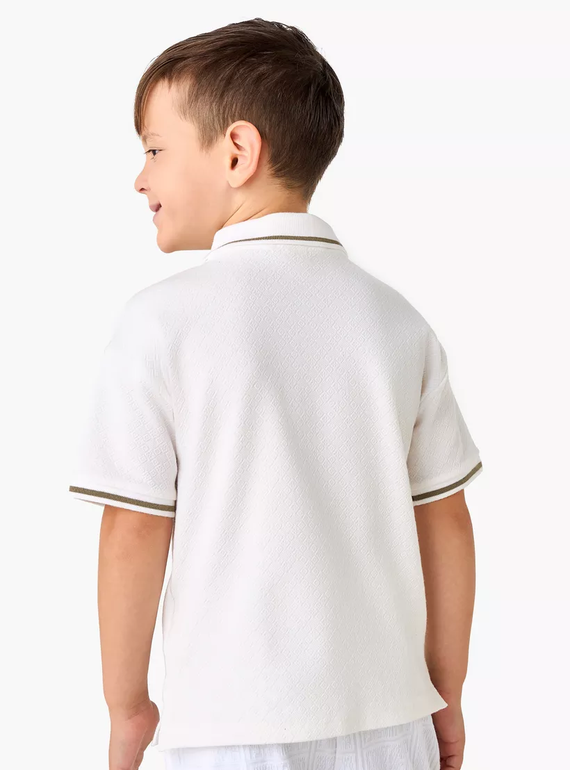 Eligo Textured Polo T-shirt with Short Sleeves-3