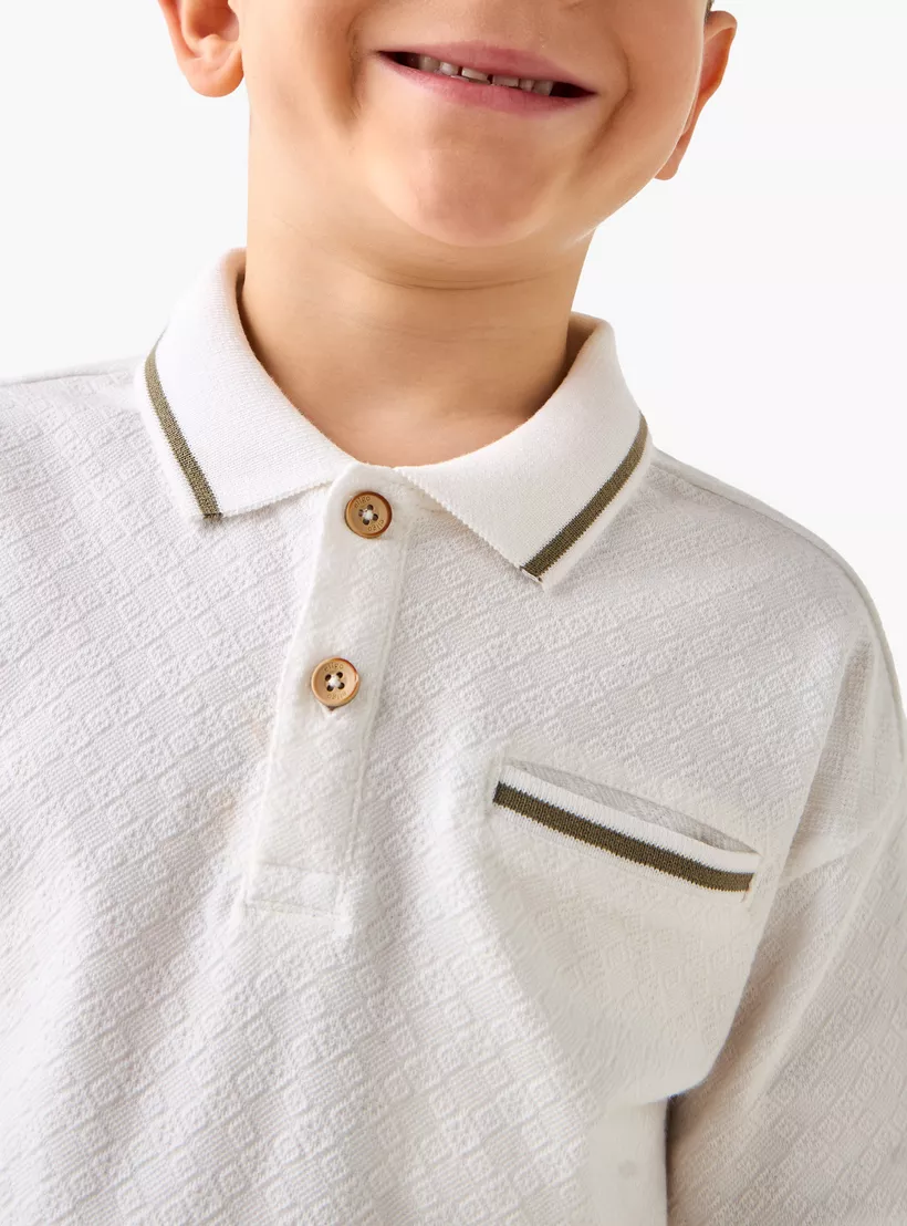 Eligo Textured Polo T-shirt with Short Sleeves-4