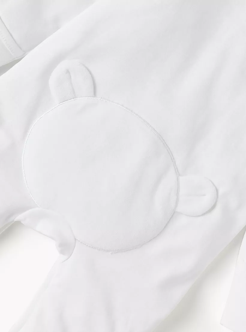 Giggles Applique Detail Closed Foot Sleepsuit with Long Sleeves and Collar-3