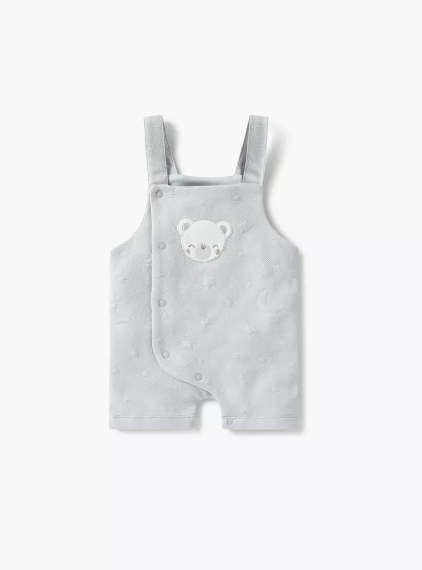 Giggles Bear Applique Dungaree and Long Sleeves T-shirt Set-2