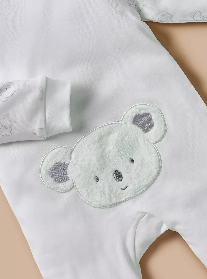 Giggles Koala Applique Long Sleeves Sleepsuit-3