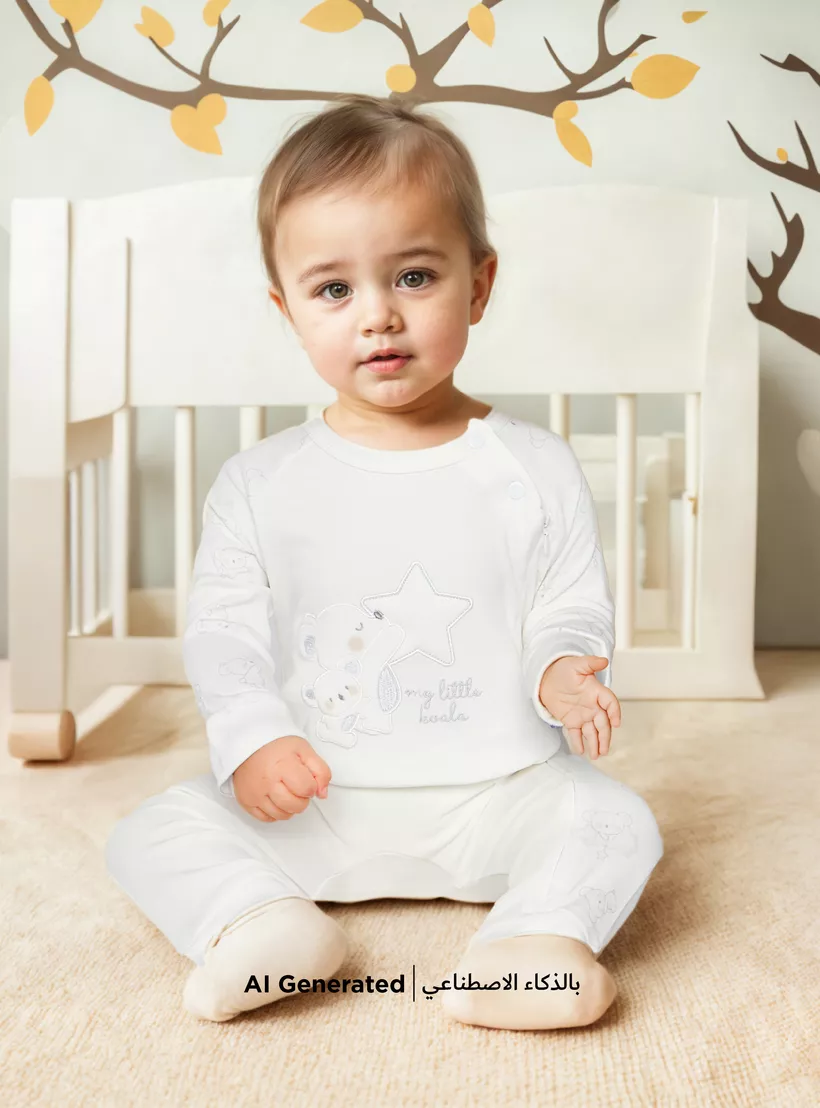 Giggles Koala Applique Long Sleeves Sleepsuit-4