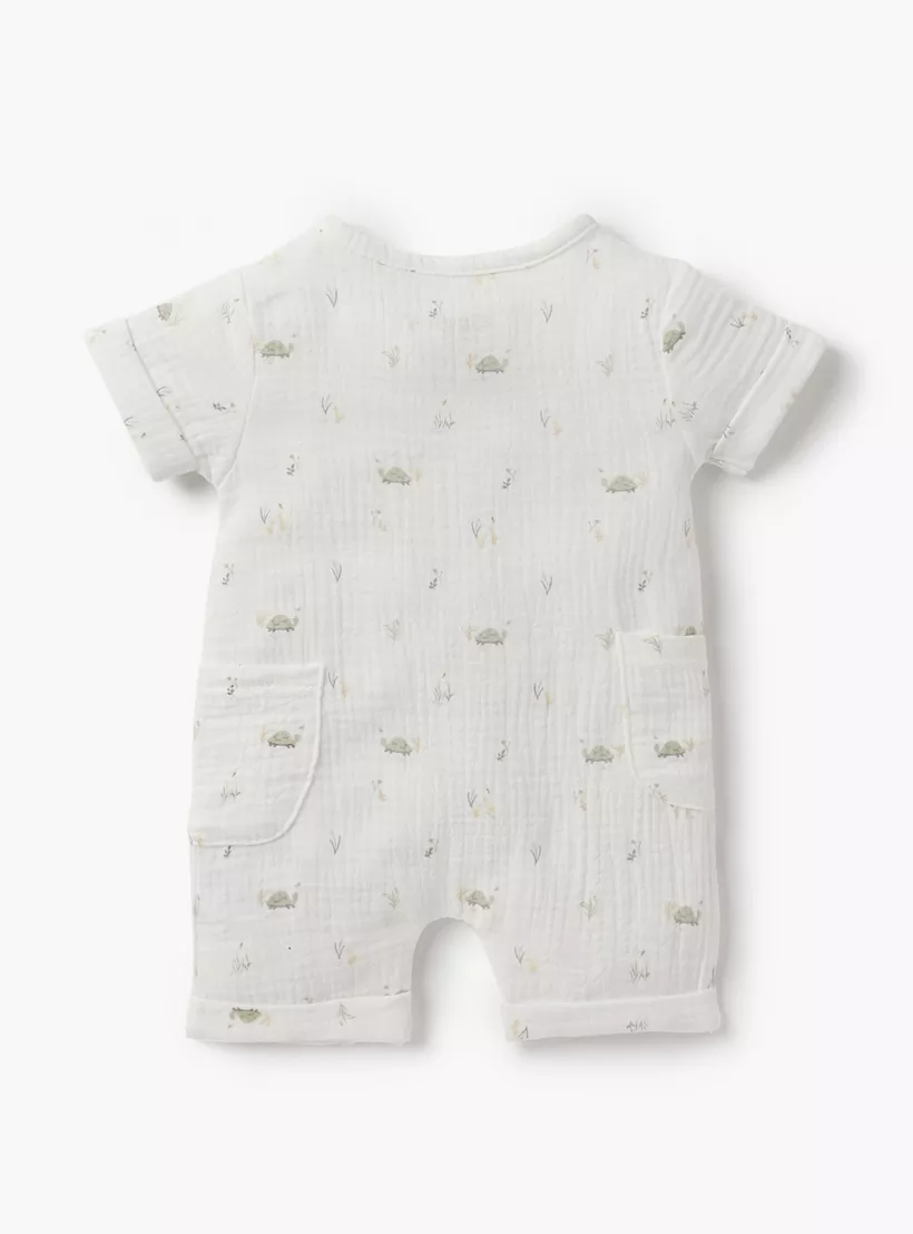 Giggles Printed Romper with Round Neck and Short Sleeves-2