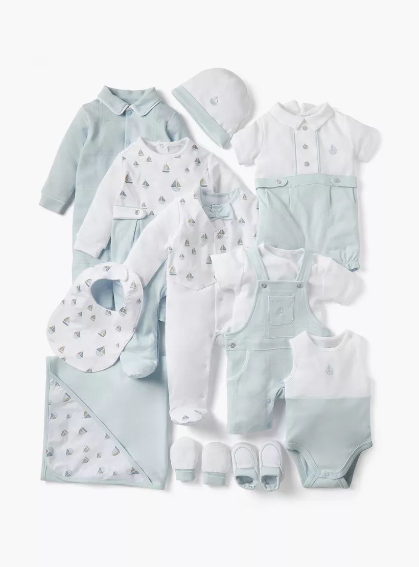 Giggles Sail Boat Embroidered Collared Sleepsuit with Long Sleeves-4