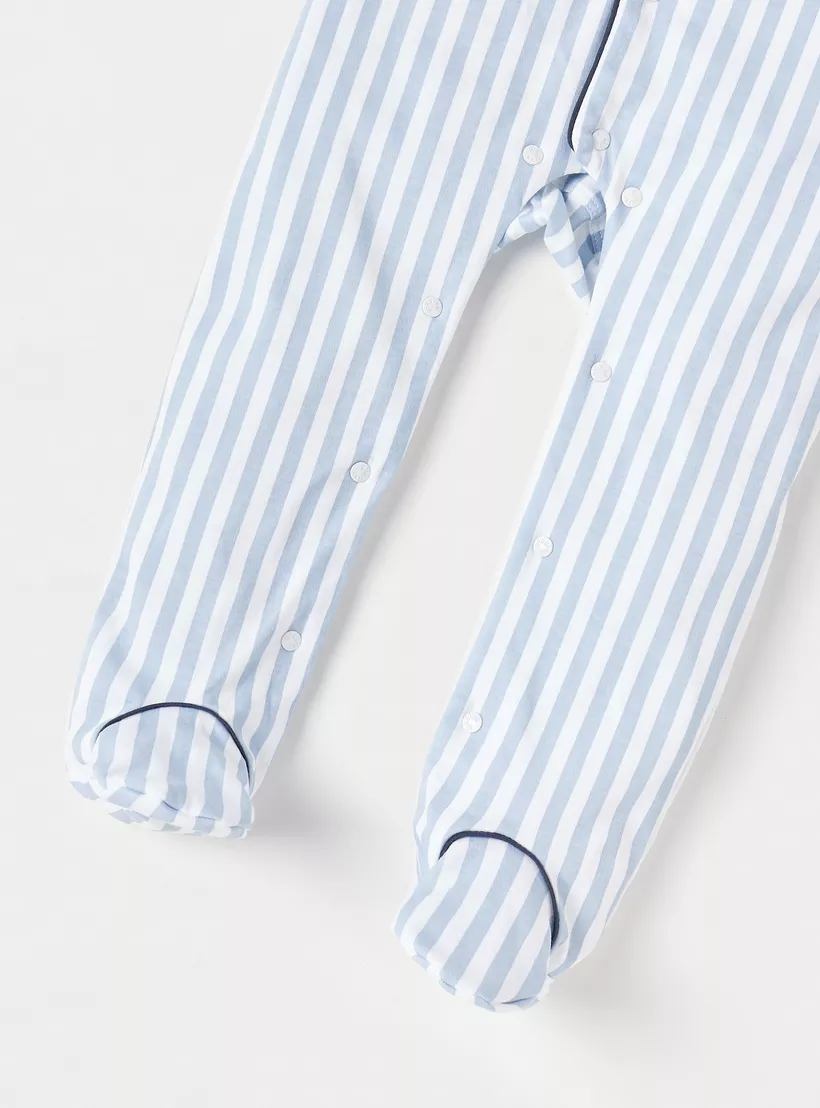 Giggles Striped Closed Feet Sleepsuit with Button Closure3