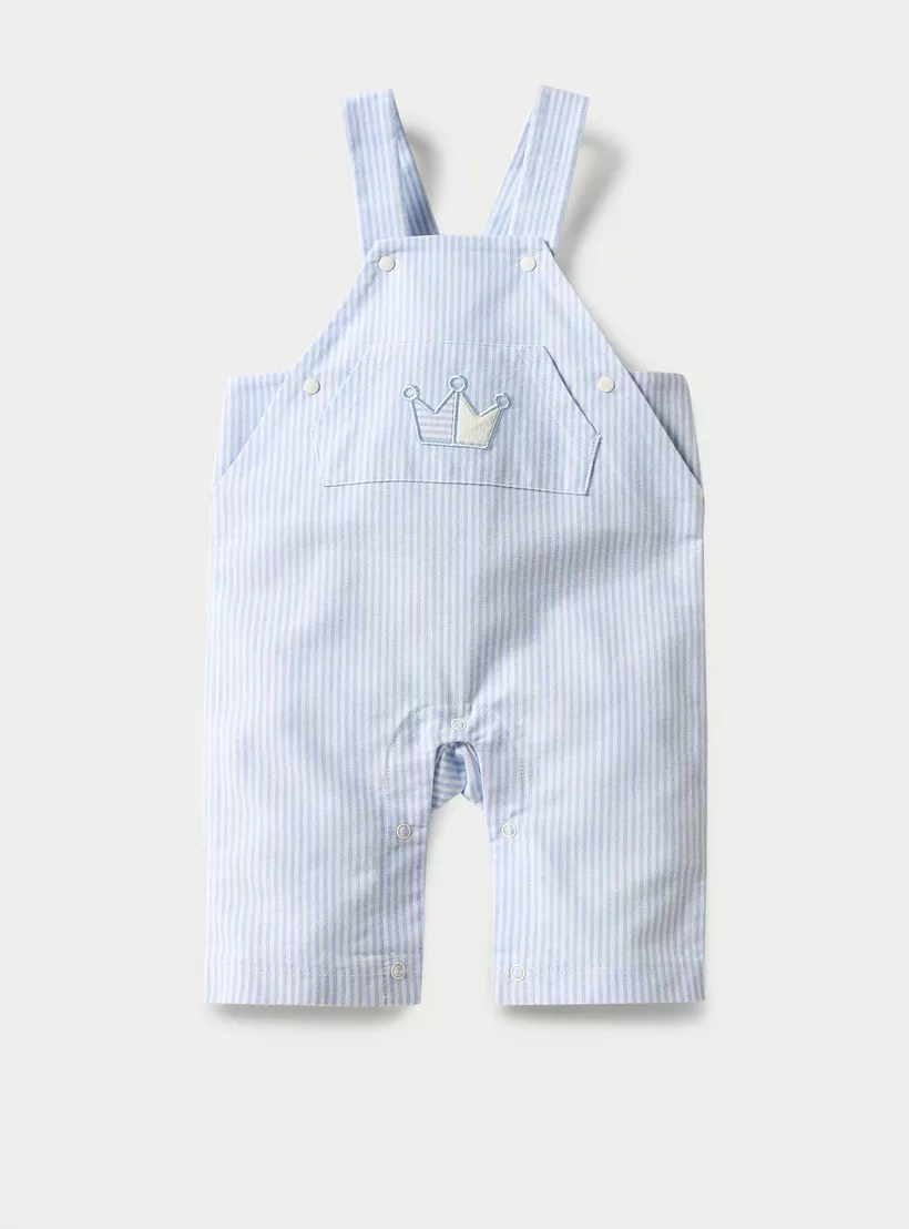 Giggles Textured T-shirt and Striped Dungaree Set-2