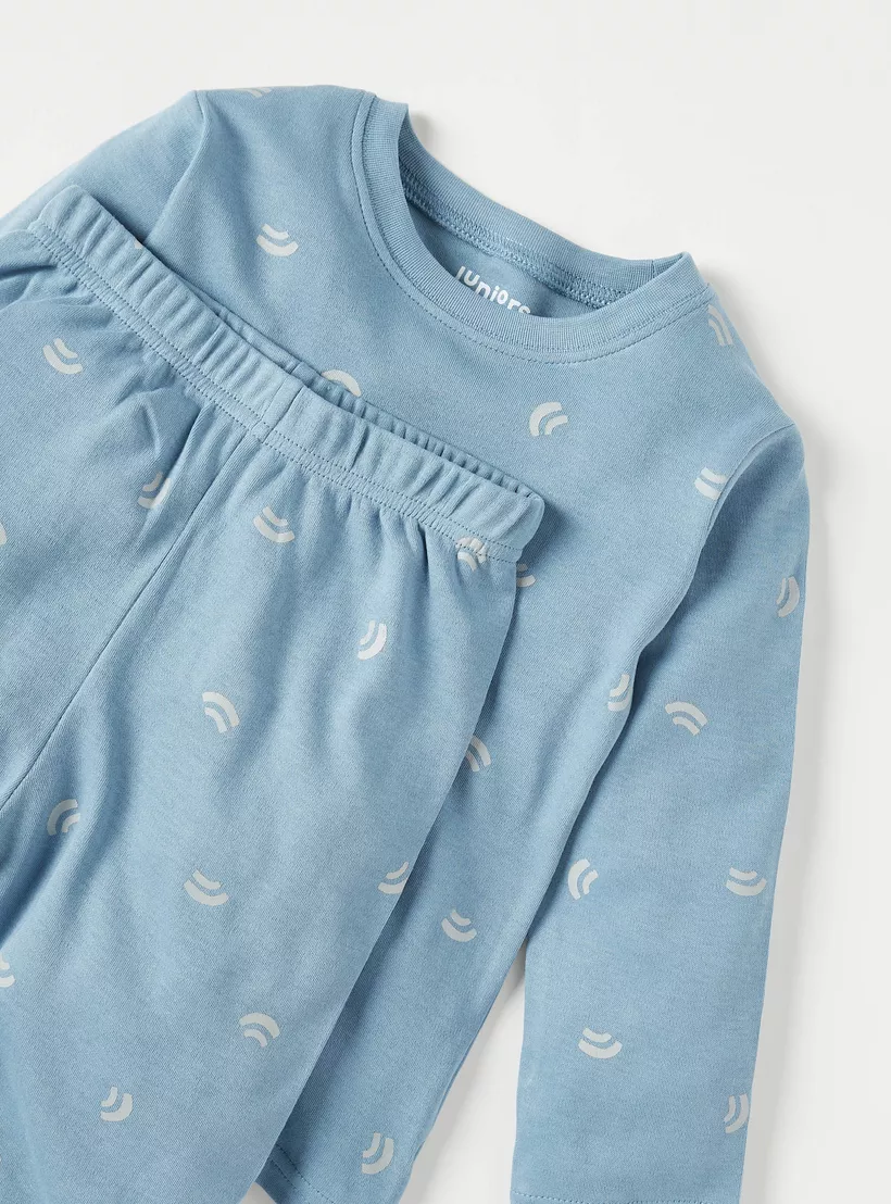 Juniors All-Over Abstract Print T-shirt and Pyjama Set-2