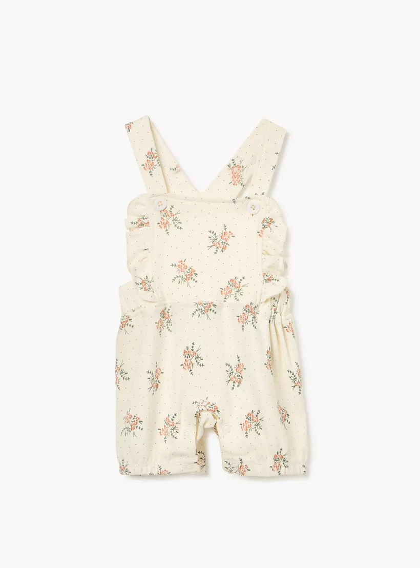 Juniors All-Over Floral Print Dungaree and T-shirt Set-3