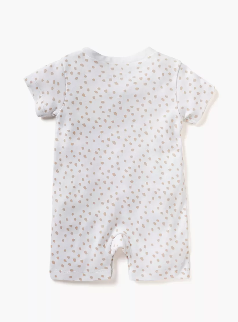 Juniors All-Over Print Romper with Short Sleeves-2