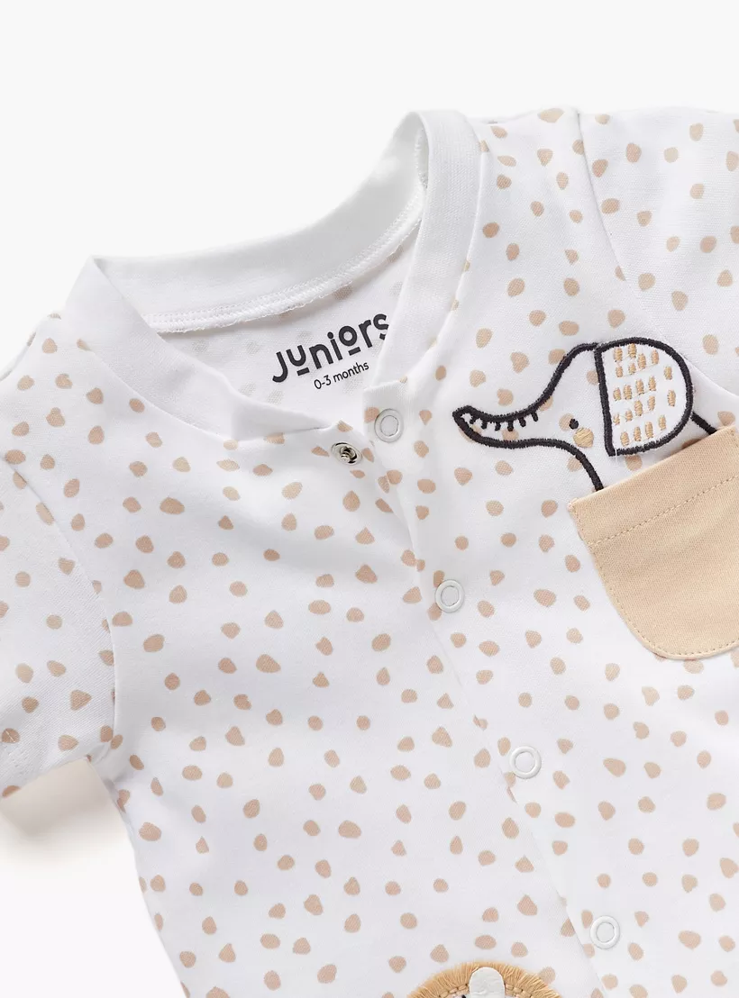 Juniors All-Over Print Romper with Short Sleeves-3