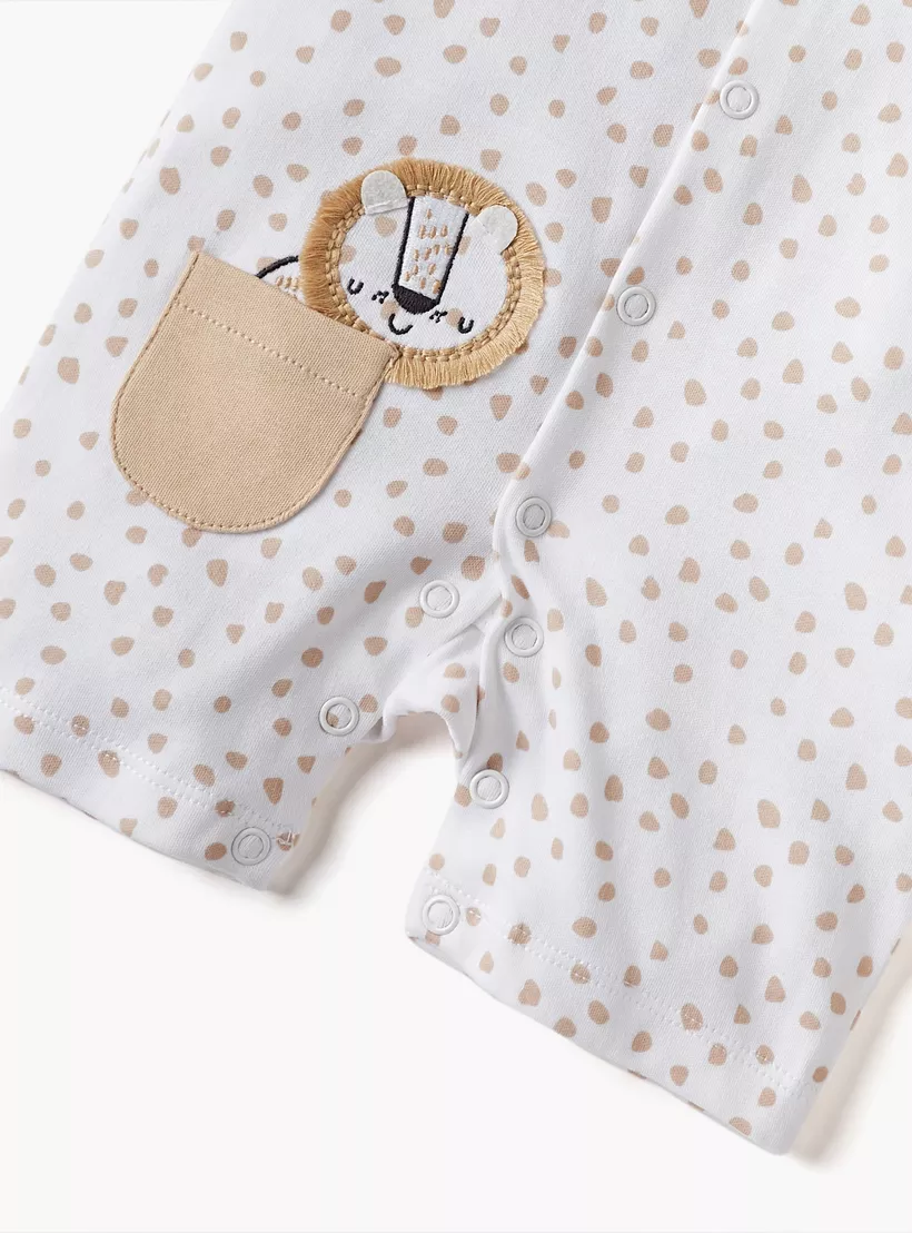Juniors All-Over Print Romper with Short Sleeves-4