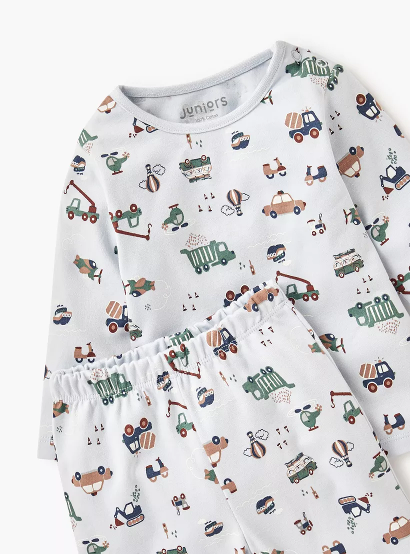 Juniors All-Over Vehicle Print T-shirt and Pyjama Set-4