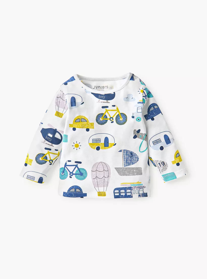 Juniors All-Over Vehicle Printed T-shirt and Pyjama Top-2