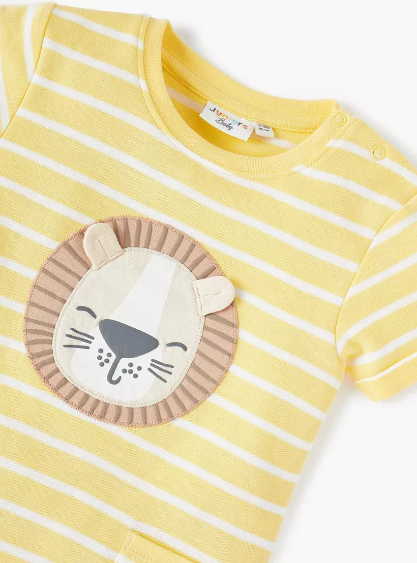 Juniors Animal Applique Romper with Button Closure-3