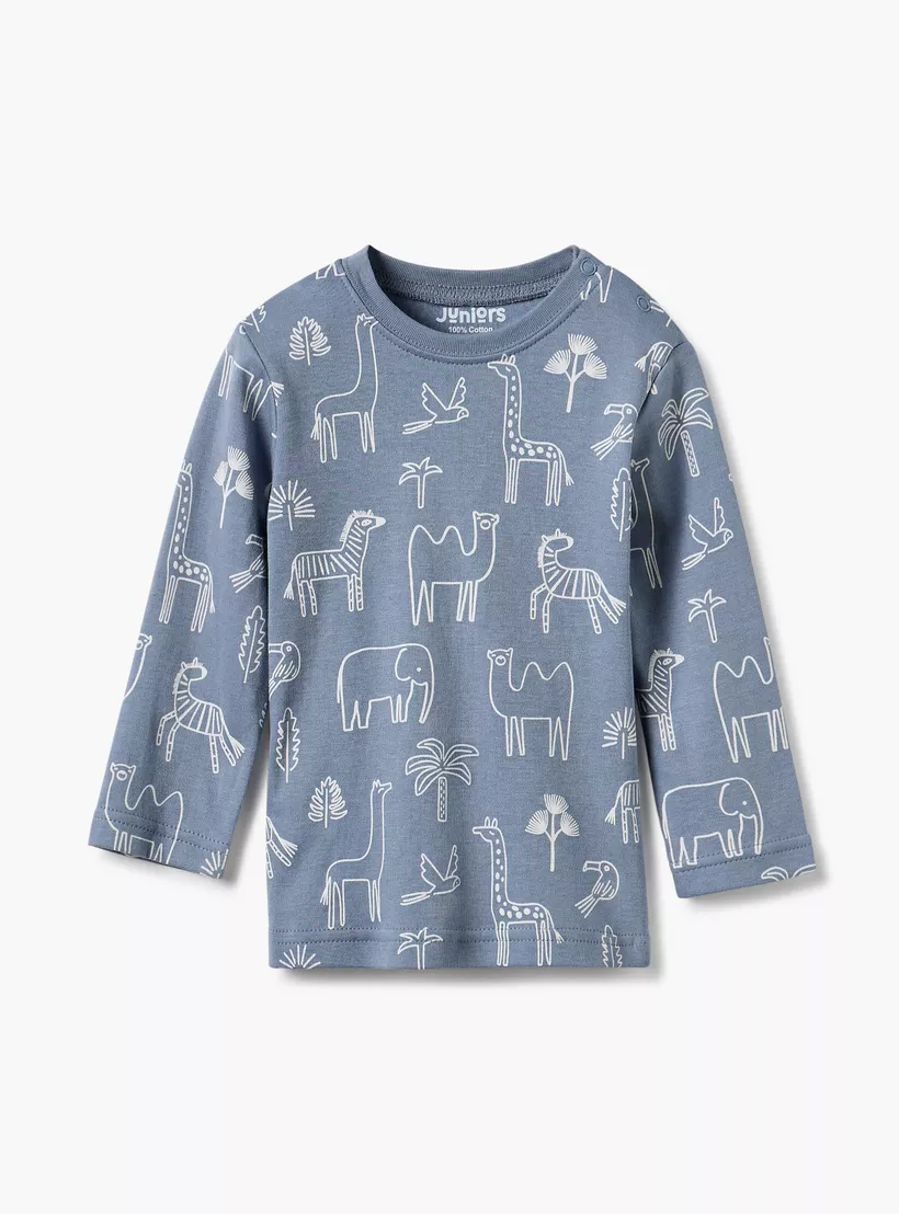Juniors Animal Print Long Sleeve T-shirt and Pyjamas - Set of 4-2