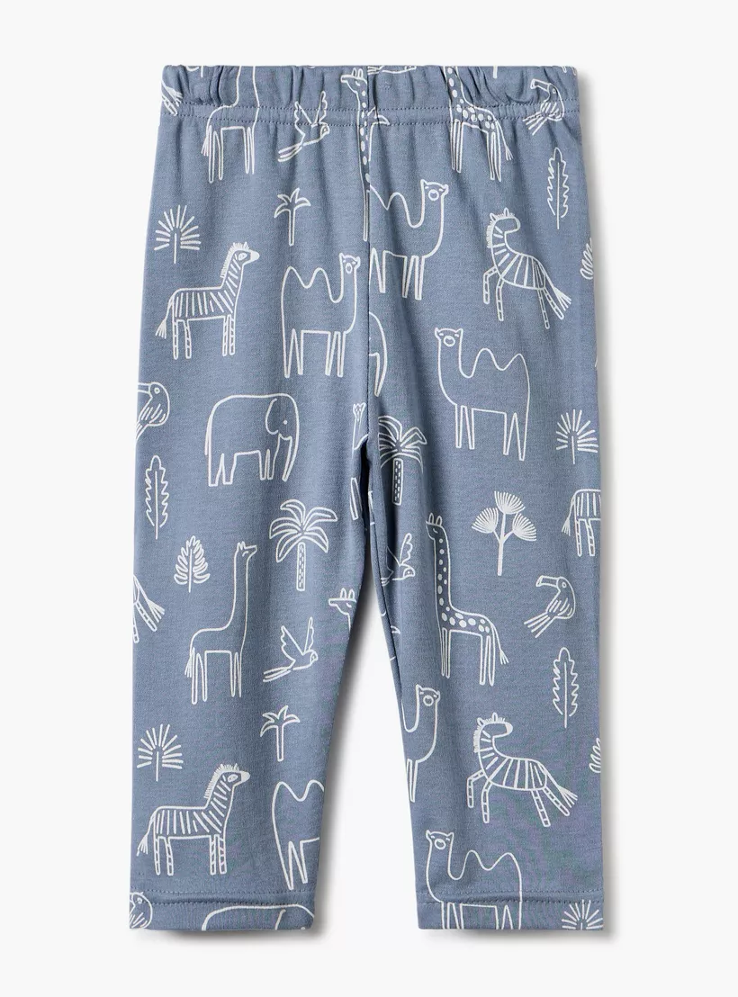 Juniors Animal Print Long Sleeve T-shirt and Pyjamas - Set of 4-5