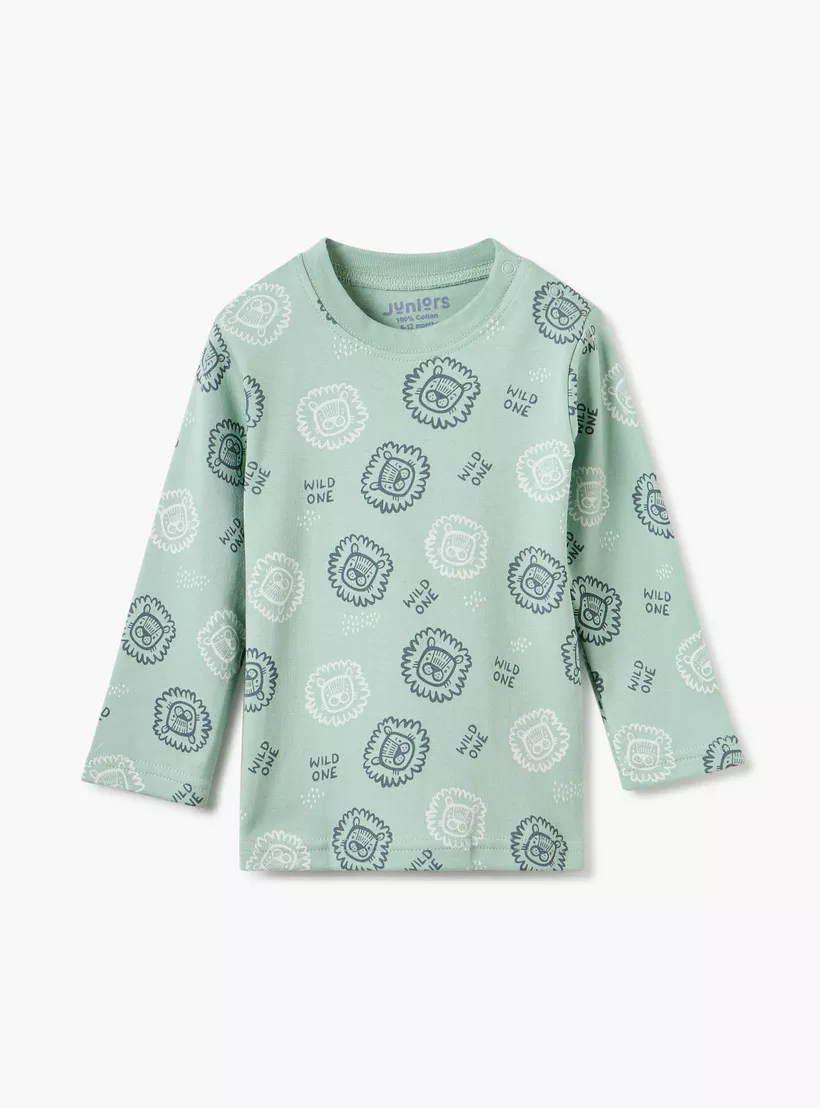 Juniors Animal Print Long Sleeve T-shirt and Pyjamas - Set of 4-6