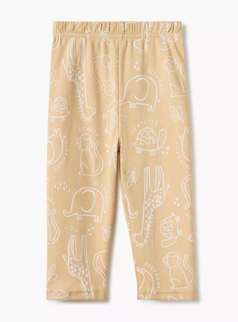 Juniors Animal Print Long Sleeve T-shirt and Pyjamas - Set of 4-8