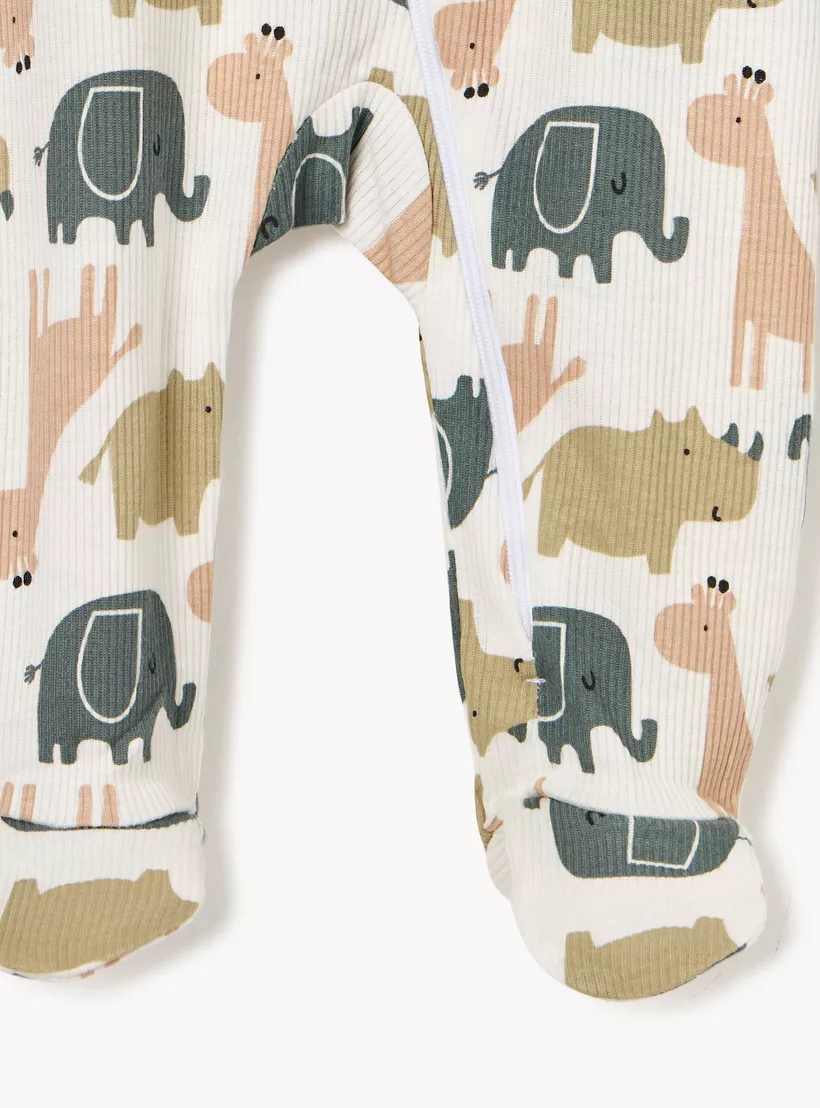 Juniors Animal Print Sleepsuit with Long Sleeves and Zip Closure-4