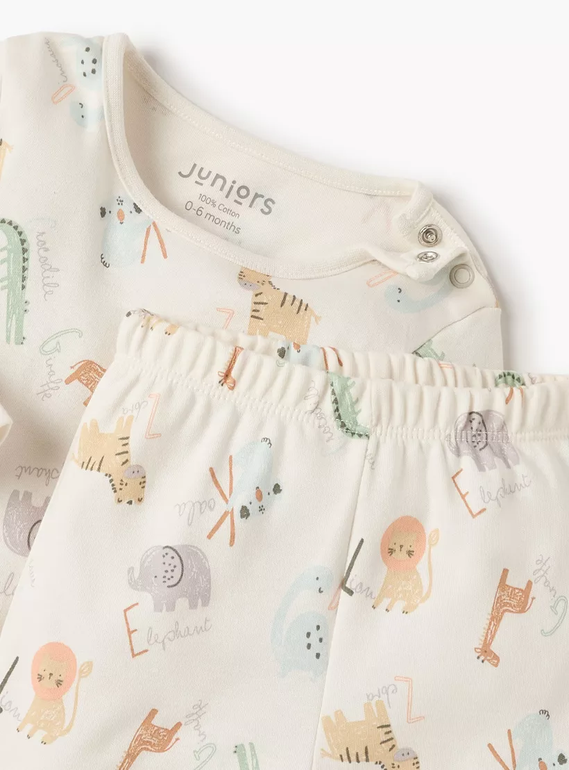 Juniors Animal Print T-shirt and Pyjama Set-4