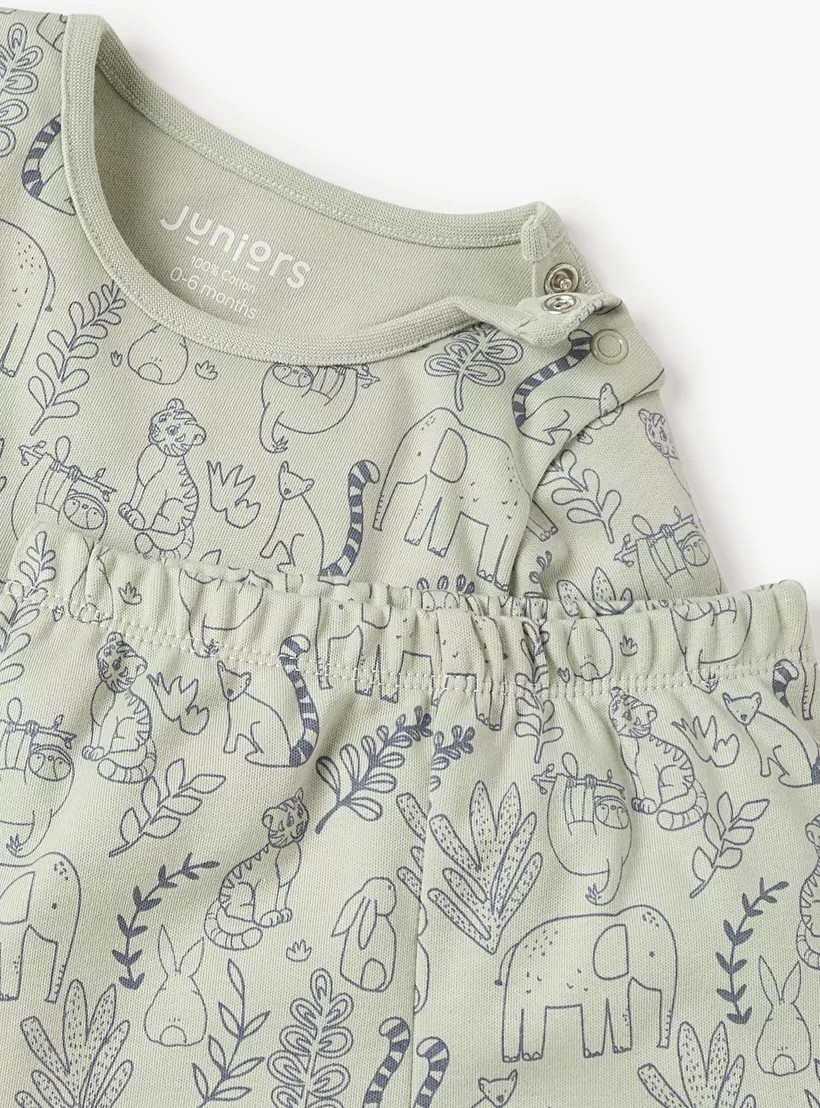 Juniors Animal Print T-shirt and Pyjama Set-4