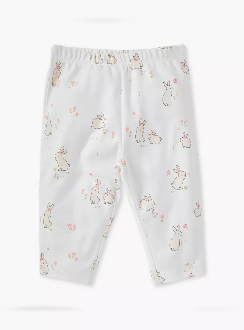 Juniors Bunny Print T-shirt and Pyjama Set-3