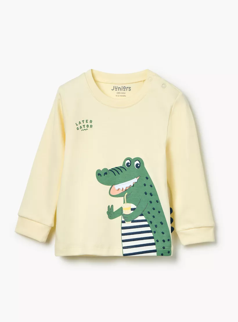 Juniors Crocodile Applique T-shirt and Pyjama Set-2