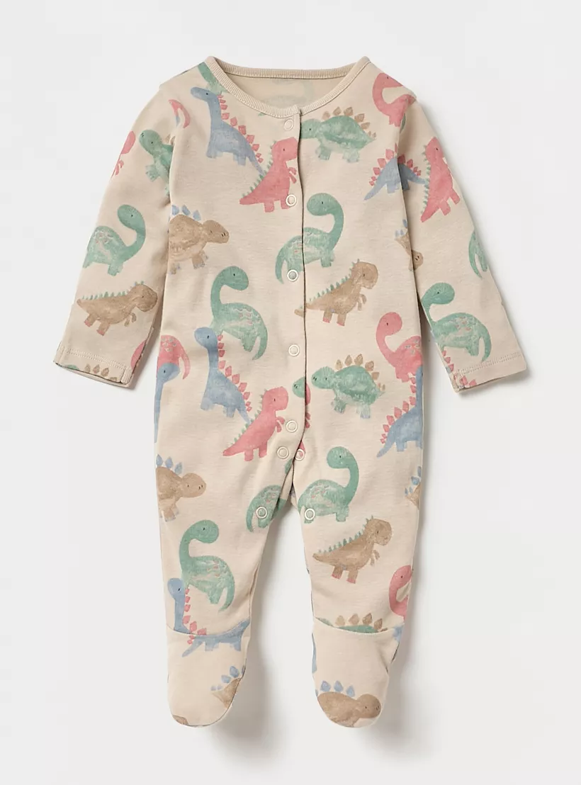 Juniors Dino Print Closed Feet Sleepsuit with Long Sleeves - Set of 3-2
