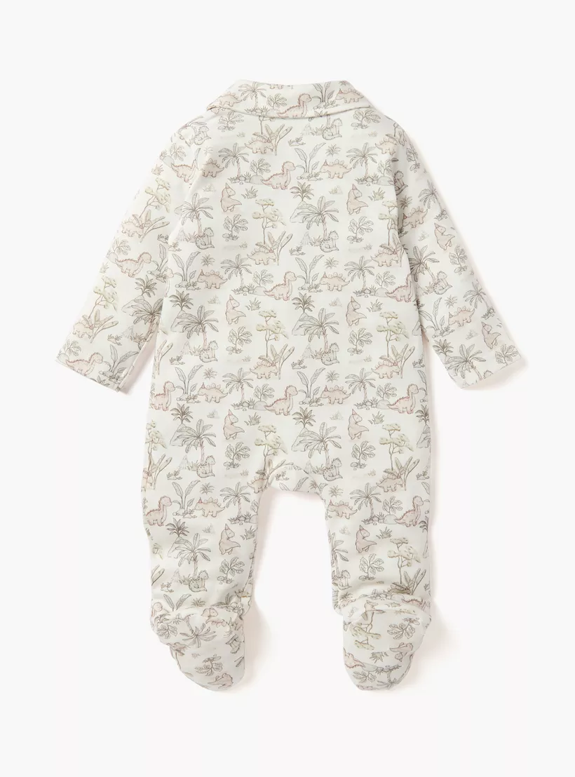 Juniors Dinosaur Print Sleepsuit with Collar and Zip Closure-2