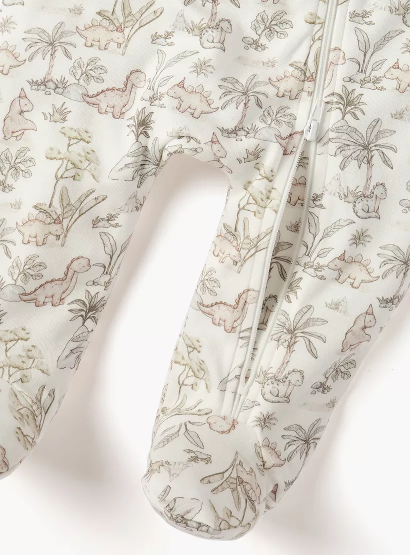 Juniors Dinosaur Print Sleepsuit with Collar and Zip Closure-4