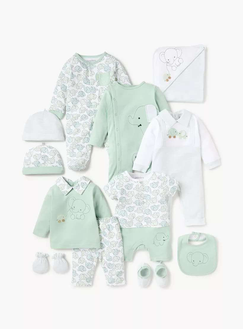 Juniors Elephant Applique Collared Sleepsuit with Long Sleeves-4