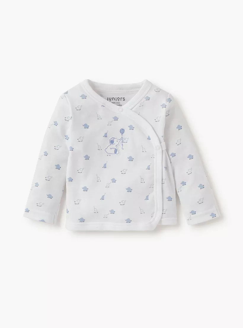 Juniors Elephant Print T-shirt with Closed Feet Pyjama - Set of 2-4