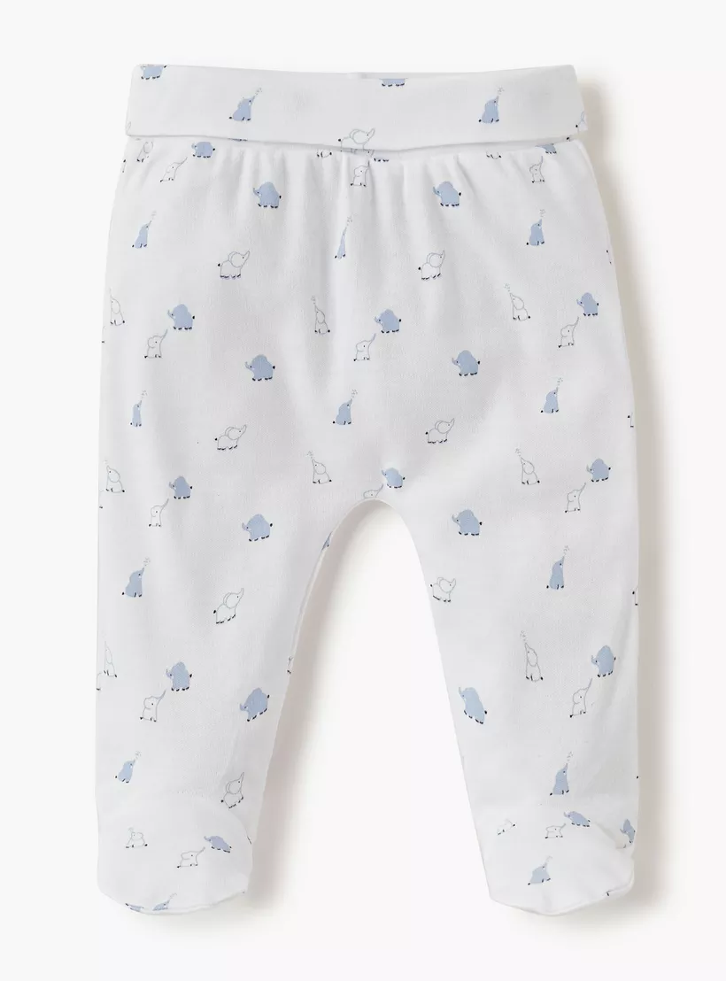 Juniors Elephant Print T-shirt with Closed Feet Pyjama - Set of 2-5