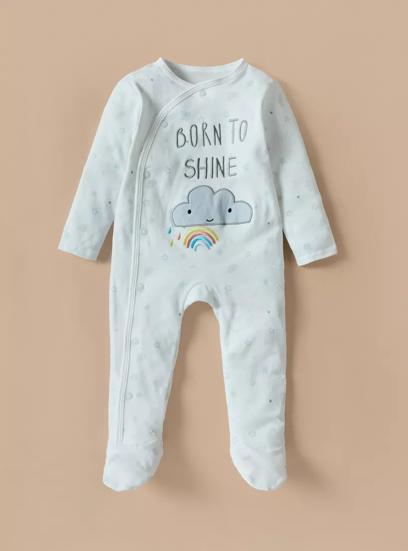 Juniors Embroidered Closed Feet Sleepsuit with Applique Detail - Set of 3-2