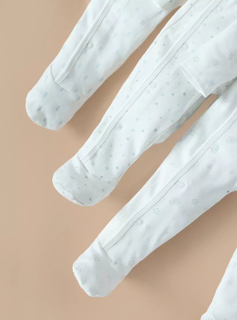 Juniors Embroidered Closed Feet Sleepsuit with Applique Detail - Set of 3-3
