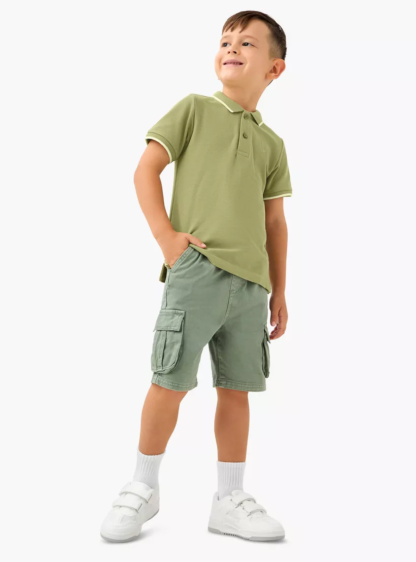 Juniors Embroidered Polo T-shirt with Short Sleeves-2
