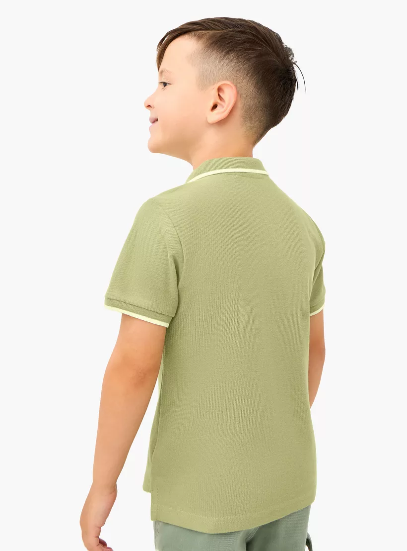 Juniors Embroidered Polo T-shirt with Short Sleeves-3